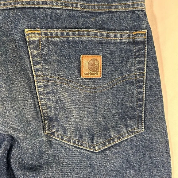 Carhartt Jeans Men's 34x30 Dark Wash Blue Denim Relaxed Fit Work Pants Cotton - Picture 11 of 12
